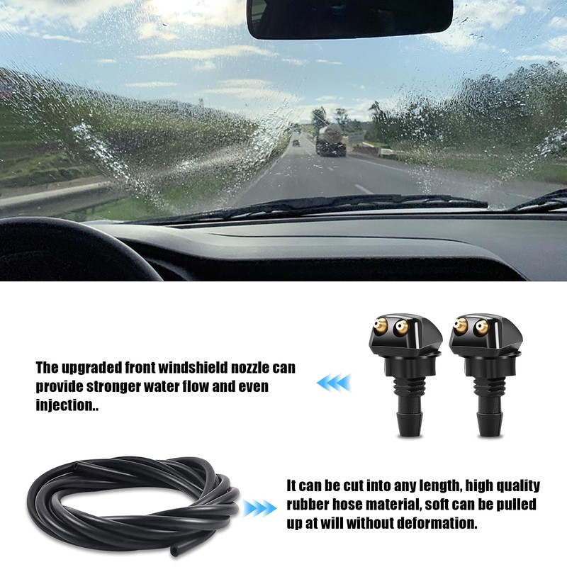 xbrtaia 2 Pack Front Windshield Washer Nozzles Kit, Including Adapters