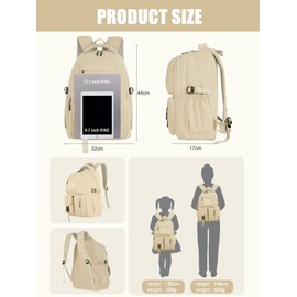 FIORETTO Lightweight School Backpack Womens, Cute School Bag for Girls, Laptop Rucksack Backpack for School Casual Daypacks Travel Backpack for College Work Green