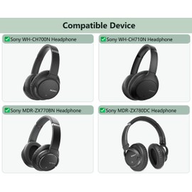 XRHTONG Atmungsaktives Ersatz-Ohrpolster kompatibel mit Sony MDR-ZX780DC/MDR-ZX770BN/WH-CH700N/WH-CH710N Kopfhörer Ohrpolster-Kissen (Atmungsaktiver Stoff/Hochwertiger Schaumstoff)