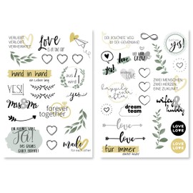 Gentle North Wedding Guest Book Stickers (8 Sheets) - Vintage Wedding Stickers for Guest Book, Scrapbook, Bullet Journal, or Photo Album with Love - Wedding Decoration with Heart