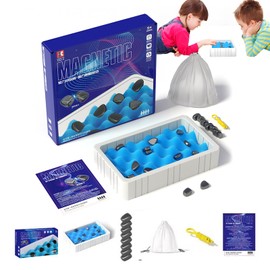 Pokmill Magnetic Stones 20pcs Magnet Toy Cluster Magnet Game Board Game Logic Thinking Interaction Kids Educational Magnets for Kids Judgment Strategy Game Parent-child Interaction (Blue)