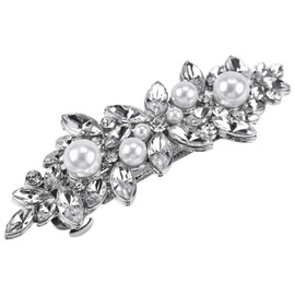 Vintage Hair Barrettes,Sparkly Glitter Crystal Rhinestones Flower Hair Clips French Style Hairpin Pearl Hair Accessories for Women Girls (White Pearl)