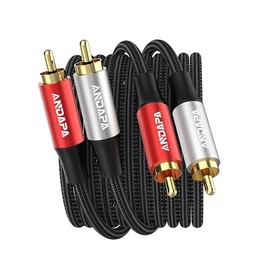 ANDAPA 2m cinch kabel, Stereo-Audiokabel 2x RCA Stecker auf 2x RCA Stecker mit Nylon-Geflecht für Verstärker, Hi-Fi-System, Lautsprecher