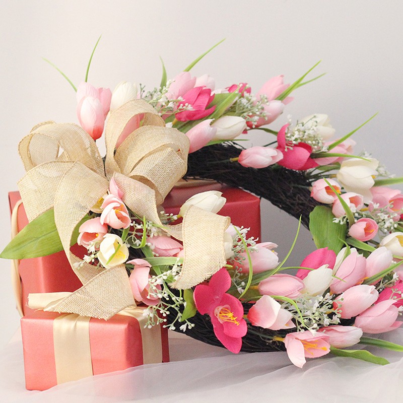 Tulip Wreath Tulip Decorative Wreath Artificial Tulip Wreath Decorative Flower
