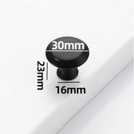 TIYETTIYI 12 pcs Black Drawer Knobs, Cupboard Handles Knob Black Round, Cabinet Knobs Made of Stainless, 30mm Small Door Knob for Wardrobes, Kitchen, Furniture