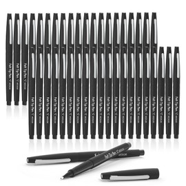 Lelix Felt Tip Pens, 40 Black Pack, 0.7mm Medium Point, Felt Tip Markers Pens for Journaling, Writing, Note Taking, Planner, Perfect for School Office and Art Supplies