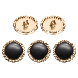 sourcing map 5pcs Metal Vintage Button 20mm Round Metal Sewing Button Alloy Shank Replacement Button for Women Suit Woolen Coat Shirt Dress Sewing Crafts, Black