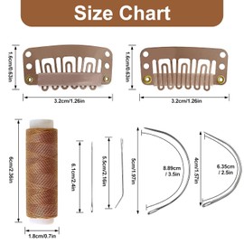 MUIIGOOD 50Pcs 32mm Hairpieces Snap Clips U Shape Wig Clips for Hair Extensions Making Wig Accessories Set Tools (Light Brown)