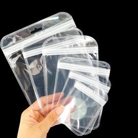 Charming Decor Jewelry Bags, PVC Packing, 50 Pieces, Transparent, Mini Vinyl Zippered Bags, Anti-Tarnish Antioxidant, Zipper Included, 2.8 x 4.3 inches (7 x 11 cm) (Inner Dimensions 6 x 8 cm)