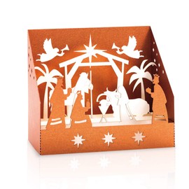 | PopUp Desplegable Decorativo de Cartulina Recortada a Laser | Tema Escena Nacimiento | Decoración Souvenir Recuerdo de México