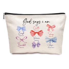 God Says You Are Cosmetic Bag, Inspirational Bible Verse Makeup Bag for Women,