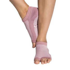 Tucketts Flow Toeless Non-Slip Grip Socks - Anti Skid Yoga, Barre, Pilates, Home & Leisure, Pedicure - S/M - 1 pair Mauve Pique