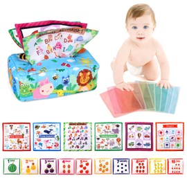 Rayouth Baby Toys 0-12 Months, Tissue Box Montessori Toys for 1 Year Old, Soft High Contrast Crinkle Sensory Toys for Toddlers Infants, Early Development Activity Toys Gifts for Baby Boys Girls