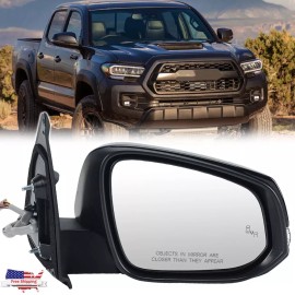 MZORANGE Passenger Right Side Heated Mirror Blind Spot for Toyota Tacoma 2016-2023 Black