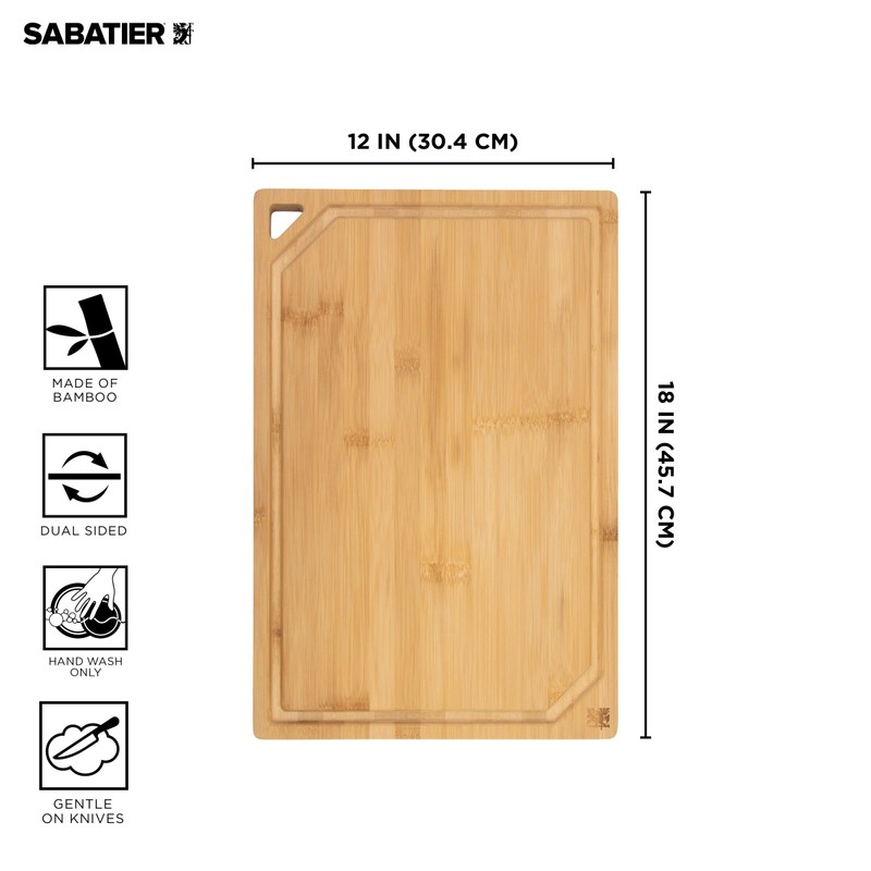 Sabatier Extra-Large Bamboo Cutting Board with Juice Trench & Handles,