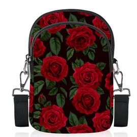 FyLybois Rose Crossbody Bags for Women Cell Phone Purse Lightweight Adjustable Shoulder Handbags Wallet with Card Slots