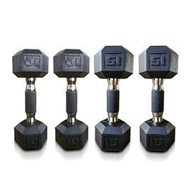 CAP Barbell Barbell 50 lbs Coated Dumbbell Set with Tinted Silver Handles, 10LBx2, 15lbx2