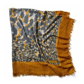 Coach F83825 Ocelot Animal Print Square 100% Wool Shawl Scarf Gold 52”x52” NWT
