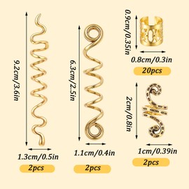 26PCS Hair Accessories Set for Braids, Loc Hair Jewelry for Braids, Dreadlock Beads, Metal Hair Clips Decoration for Parties, Fashion Shows, Weddings (Gold)