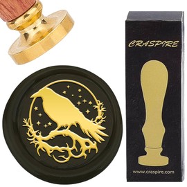 CRASPIRE Raven Wax Seal Stamps Retro Star Branch Sealing Wax Stamp 25mm Removable Brass Head with Rosewood Handle for DIY Scrapbooking Invitation Gift Wrap Envelopes Wine Packages