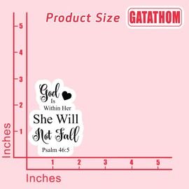 (3PCS) God is Within Her She Will Not Fall Psalm 46:5 Bible Verse Sticker, Religious Faith Sticker Christian Sticker for Women Waterproof Vinyl Decal for Book Laptop Tumbler Water Bottle, 3" x 2.2 "