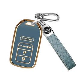 QBUC for Honda Accord Key Fob Cover for Civic, CRV, Pilot, Ridgeline 2016-2022, Soft TPU Full Protection Case with Keychain