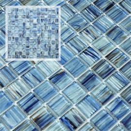 CASAPALACE Peel and Stick Glass Tile, 12" x 12" Light Blue Square Mosaic Tiles Glass Backsplash Stick on Tiles for Kitchen Bathroom Wall (8-Sheet, 8 SQ.FT)