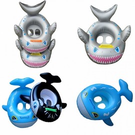 Children's Inflatable Shark Boat Swimming Ring with Seat and Handles - Free Size Seat: 62*52 Black Whale Seat 24*28 20ea