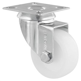 Wagner Eco 03125001 Swivel Castor Diameter 50 mm, Height 70 mm, Galvanised Steel, White, Mounting Plate, Load Capacity 50 kg