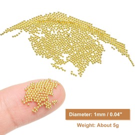 sourcing map Nail Art Beads 0.04" (1.0mm) Mini Metal 3D Caviar Nails Beads Ball Bubble Bead with Bags for Nail Art DIY Craft Decoration, Gold Tone