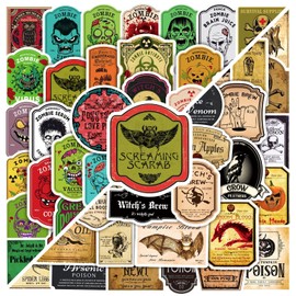 AUCEKO Pack of 100 Vintage Label Stickers Pack Vintage Potion Labels Sticker Set Waterproof Vinyl Stickers for Laptop Children Cars Motorcycle Bicycle Skateboard Luggage Suitcase Computer Sticker