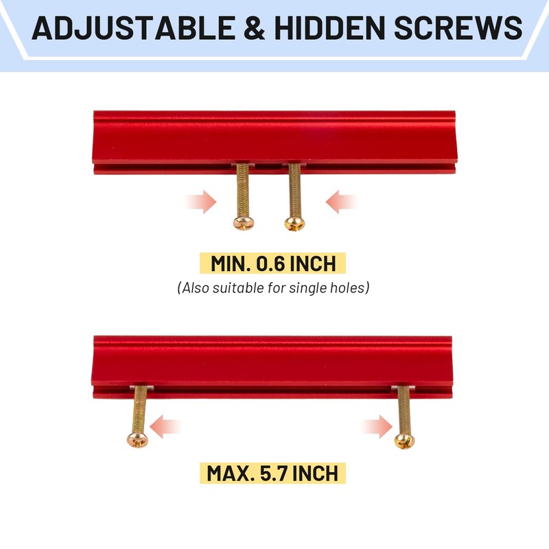 Xbpeuy Adjustable Cabinet Handles 6 Pack, Hole Spacing, Kitchen Drawer