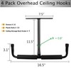 Overhead Garage Storage Hooks Rack Ceiling Mounted, Heavy Duty Utility