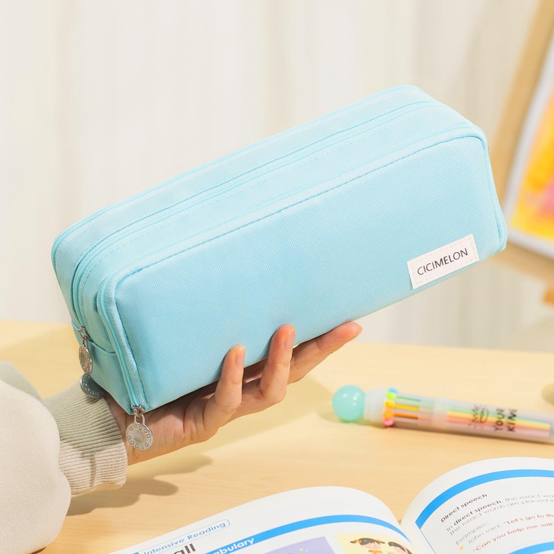 CICIMELON Pencil Case Large Capacity Pencil Pouch 3 Compartments Pencil