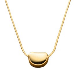 Cream Dot Women's Necklace, Popular, Stainless Steel, All-Day Wear, Surgical Stainless Steel, Short, Snake Chain, Beans, Puffy, Metal, Deformed