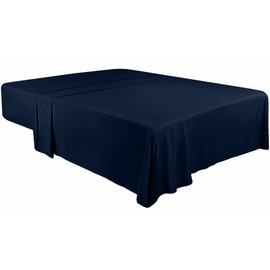 Utopia Bedding – Bed Sheet without Elastic – Bed Sheet 266 x 259 cm – Sheet for Bed 150 x 200 cm – Flat Sheet, Soft, Brushed Microfibre – Navy Blue