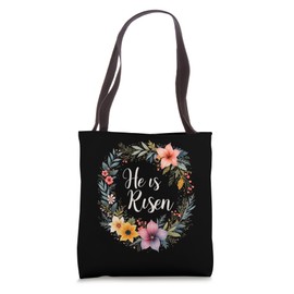 He Is Risen Easter Floral Tote Bag