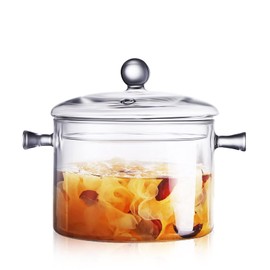 2 L/ 67 Fl Oz Clear Glass Pots for Cooking with Lids Saucepan with Cover Simmer Pot Milk Pot Heat-Resistant Glass Stovetop Pots And Pan with Lid, Soup, Milk, Baby Food