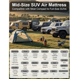 Umbrauto SUV Air Mattress for Trunk: Upgraded Car Camping Mattress with Flocked Surface and Extra Thick Bottom, Van Sleeping Bed for Back Seat with Pump, Nozzle, Repair Patch, Carry Bag