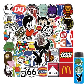 Yoimckay Pack of 50 Brand Stickers, Cool Brand Logo, Vinyl Sticker Set, Waterproof Graffiti Stickers for Car, Laptop, Skateboard, Bicycle, Moped, Motorcycle, Suitable for Adults, Children
