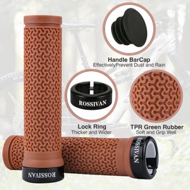 Rossivan Professional Bike Handlebar Grips, Mountain Bike Grips with Soft and Comfortable Anti-slip Rubber,Single Lock-on MTB Grips- Conquer Every Ride