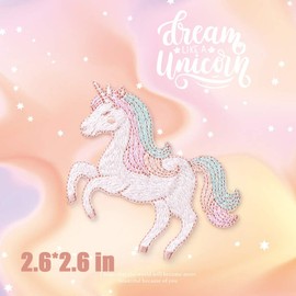2 Pack Unicorn Patches, Iron On Patches for Backpacks, Hats, DIY Sew on Applique Patch, Vintage Embroidered Patches for Repair Clothes, Jackets, Jeans