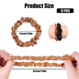 dinghaole 12 Pcs Satin Hair Scrunchies for Women Girls, Silk Hair Ties, Small Ponytail Holders, Elastic Hair Ties Satin Scrunchies Elastic Ponytail Holders for Women Girls Hair Accessories