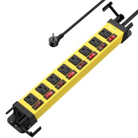 Power Strip with Individual Switches - 8 Outlet Heavy Duty Power Strip with Cord Manager,1200J Surge Protector Home Office Garage Industrial Workbench