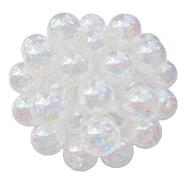 60PCS 16mm Colored Acrylic Crystal Beads Round Crackle Glass Beads Charms for Jewelry Making Bracelets Earring Necklace Adults Beading DIY Art Craft Christmas Ornament Birthday Gifts (White)