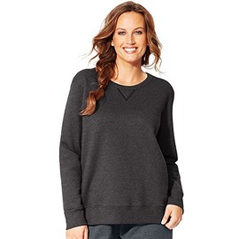 Just My Size Women's Plus-Size EcoSmart Sweatshirt with V-Notch, Slate Heather, 24W/3XL
