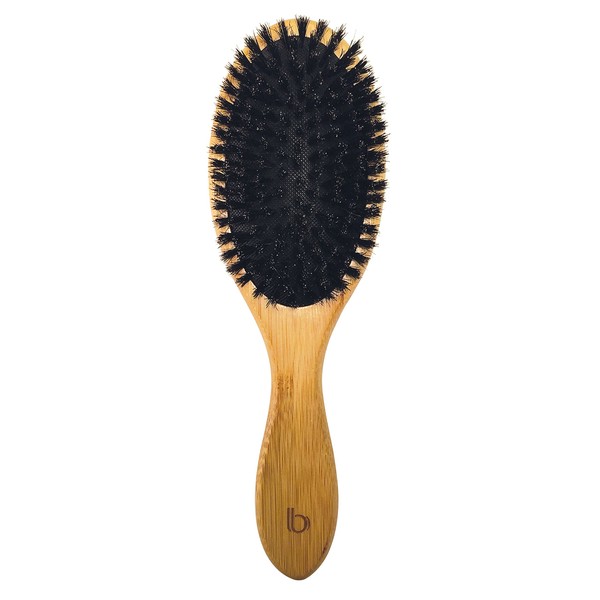 Large Oval Paddle Brush Styling Brush by Better Beauty Products, Professional Salon Brush, 100% Natural Bamboo with 100% SOFT Boar Bristles, Wooden Oval Brush