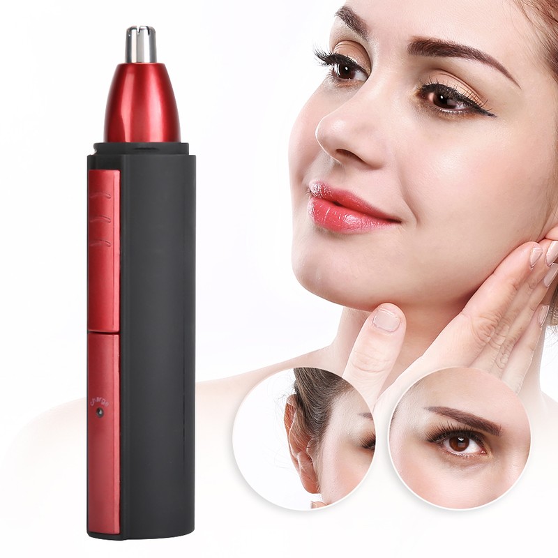 Professional Electric Eyebrow Trimmer Nose Hair Cutter Trimming Machine Red
