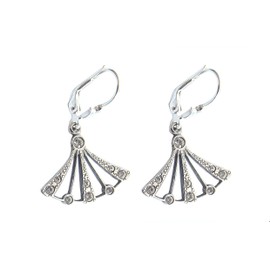 Twenties-Style Earrings Sterling Silver w/ Austrian Crystals
