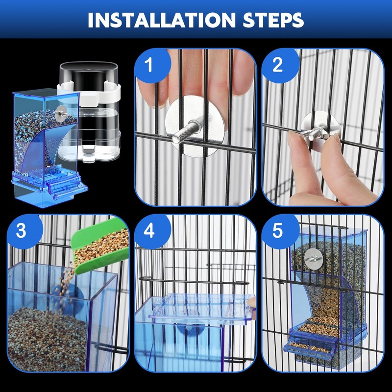 Yaomiao 6 Pcs No Mess Bird Feeders Automatic Clear Parrot